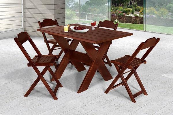 Menor preço em Mesa Madeira Rustica para Churrasco 1,20 com 4 Cadeiras 100 Eucalipto - Max brasil