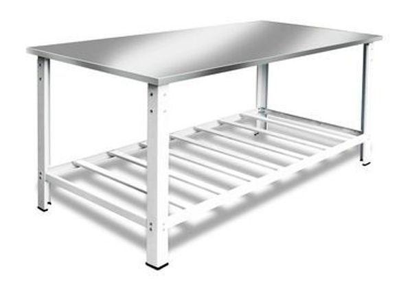 Mesa Manipulação de Alimentos Tampo em Aço Inox com Pés e Paneleiros Reforçados 70x70 - Cristal Aço Menor preço em Mesa Manipulação de Alimentos Tampo em Aço Inox com Pés e Paneleiros Reforçados 70x70 - Cristal Aço