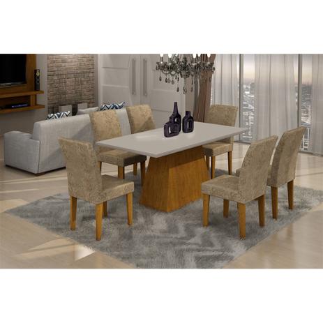 Mesa Maya 180 TP. MDF/LAQ. C/6 cad. Grecia imbuiaoff whitesuedi am. chocolate - Rufato é boa?