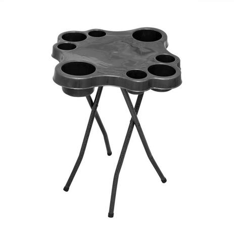 Mesa mesinha bistro com petisqueira e porta latas dobravel em aço para bar e sacada preta - Açomix Menor preço em Mesa mesinha bistro com petisqueira e porta latas dobravel em aço para bar e sacada preta - Açomix