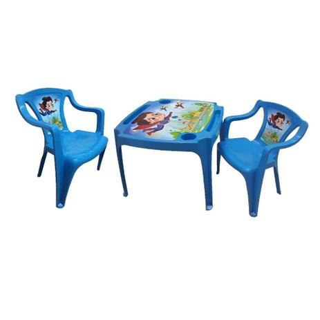 Mesa mesinha infantil com porta copos e lapis com 2 cadeiras conjunto super heroi voador azul menino - Arqplast Menor preço em Mesa mesinha infantil com porta copos e lapis com 2 cadeiras conjunto super heroi voador azul menino - Arqplast