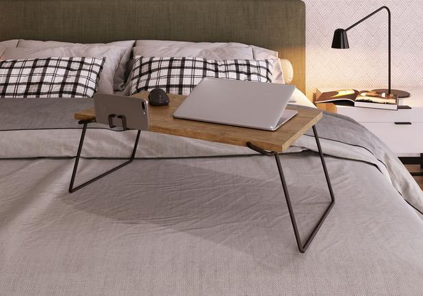 Mesa Multiuso P/ Notebook com Suporte P/ Smartphone - Vermont/Preto Industrial Artesano - Artesano Menor preço em Mesa Multiuso P/ Notebook com Suporte P/ Smartphone - Vermont/Preto Industrial Artesano - Artesano