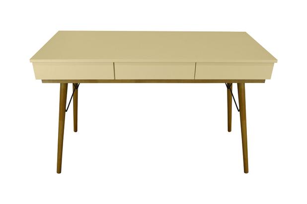 Mesa P/ Escritório Quarto Escrivaninha Gavetas Aparador Pés Palito Madeira MDF Bege - Móveis bolzan Menor preço em Mesa P/ Escritório Quarto Escrivaninha Gavetas Aparador Pés Palito Madeira MDF Bege - Móveis bolzan