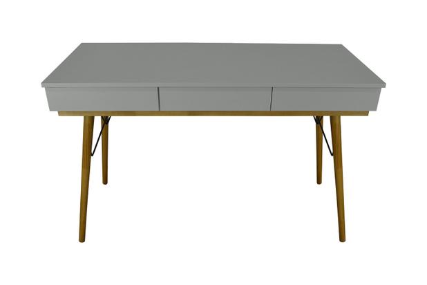 Mesa P/ Escritório Quarto Escrivaninha Gavetas Aparador Pés Palito Madeira MDF Cinza - Móveis bolzan Menor preço em Mesa P/ Escritório Quarto Escrivaninha Gavetas Aparador Pés Palito Madeira MDF Cinza - Móveis bolzan