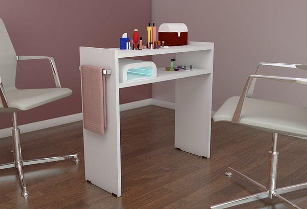 Mesa P/Manicure 60CM c/prateleira p/estufa c/ alças MDF BRANCO - Loja Straub Menor preço em Mesa P/Manicure 60CM c/prateleira p/estufa c/ alças MDF BRANCO - Loja Straub