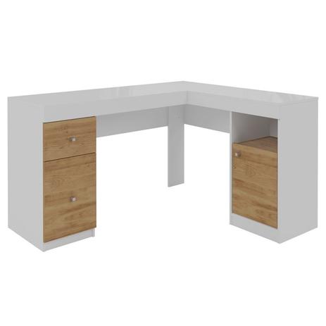 Mesa para Computador Escrivaninha Work Branco/Buriti - Caemmun Menor preço em Mesa para Computador Escrivaninha Work Branco/Buriti - Caemmun