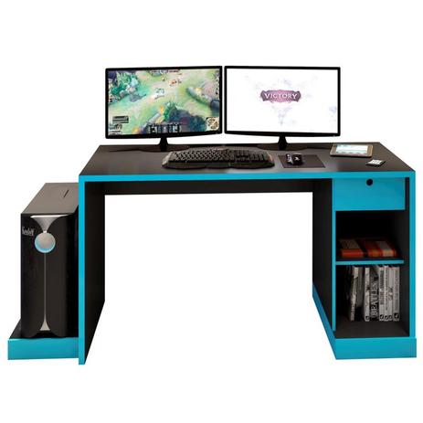 Menor preço em Mesa para Computador Notebook Desk Game DRX 3000 Preto/Azul - Móveis Leão