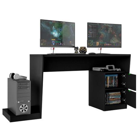 Mesa Para Computador Notebook PC Gamer Strike BMG-01 Preto Fosco - Lyam Decor Menor preço em Mesa Para Computador Notebook PC Gamer Strike BMG-01 Preto Fosco - Lyam Decor