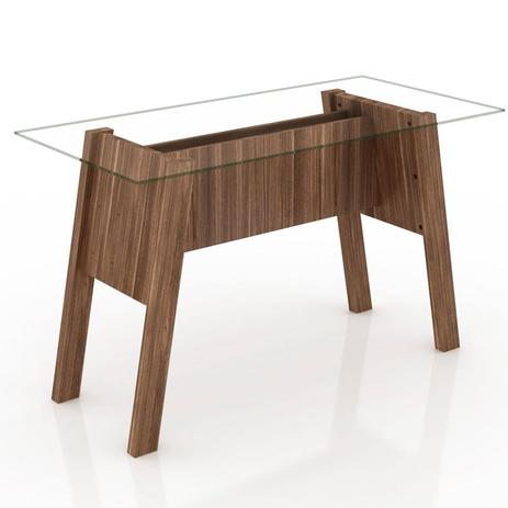 Mesa Para Escritório com Tampo de Vidro ME4134 Nogal - Tecno Mobili Menor preço em Mesa Para Escritório com Tampo de Vidro ME4134 Nogal - Tecno Mobili