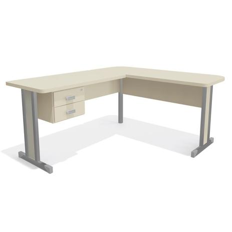 Mesa para Escritório de Canto com Gaveteiro Versátil Argila - Kappesberg Menor preço em Mesa para Escritório de Canto com Gaveteiro Versátil Argila - Kappesberg