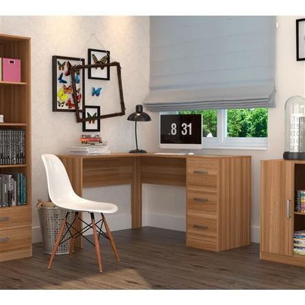 Mesa para Escritório em L com 3 Gavetas Office Plus Appunto - Castanho é ruim? Mesa para Escritório em L com 3 Gavetas Office Plus Appunto - Castanho é boa?