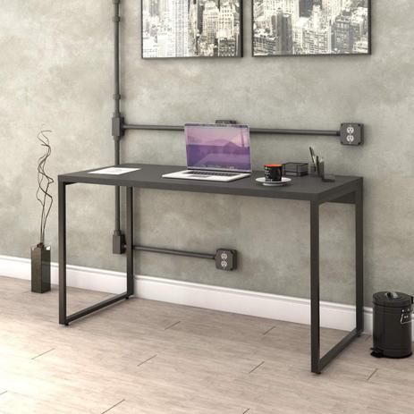 Mesa para Escritório Office Estilo Industrial 135cm Kuadra Compace Preto Onix Menor preço em Mesa para Escritório Office Estilo Industrial 135cm Kuadra Compace Preto Onix