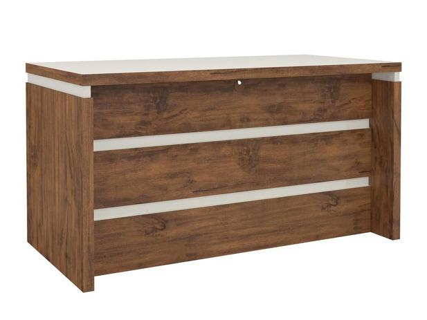 Mesa para Escritorio Tamburato com Tampo de Vidro 135 cm Nobre e Off White - Dalla costa Menor preço em Mesa para Escritorio Tamburato com Tampo de Vidro 135 cm Nobre e Off White - Dalla costa