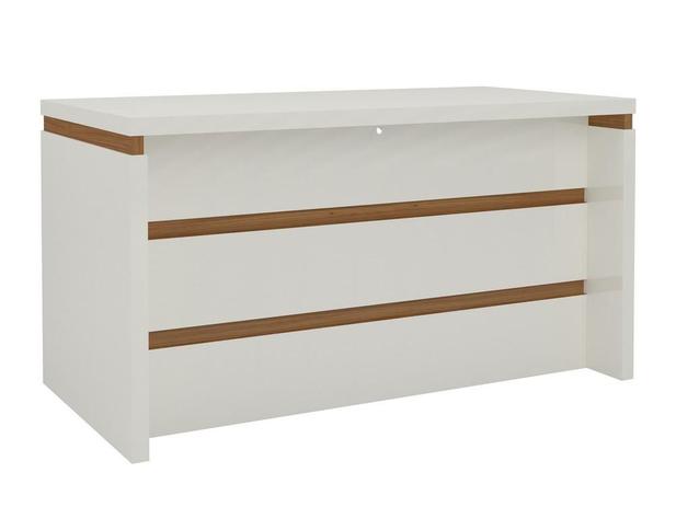 Mesa para Escritorio Tamburato com Tampo de Vidro 135 cm Off White e Freijo - Dalla costa Menor preço em Mesa para Escritorio Tamburato com Tampo de Vidro 135 cm Off White e Freijo - Dalla costa
