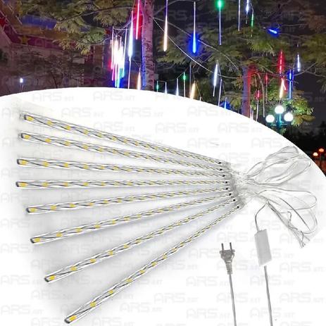 Meteoro Cascata 8 Tubo Led Bastão Chuva Gelo Luz Natal Pisca Colorido RGB Bivolt - V8 Menor preço em Meteoro Cascata 8 Tubo Led Bastão Chuva Gelo Luz Natal Pisca Colorido RGB Bivolt - V8