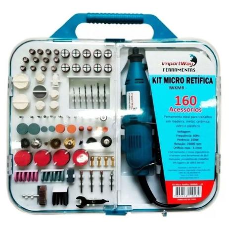 Micro Mini Retifica Potente Profissional Lixadeira C/ Maleta 160 Peças Acessórios 250w 25000rpm 220v - Importway Menor preço em Micro Mini Retifica Potente Profissional Lixadeira C/ Maleta 160 Peças Acessórios 250w 25000rpm 220v - Importway