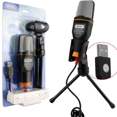 Microfone Condensador USB para Video Youtube e Mesa Gravacao KP-916 KP-916 KNUP Menor preço em Microfone Condensador USB para Video Youtube e Mesa Gravacao KP-916 KP-916 KNUP