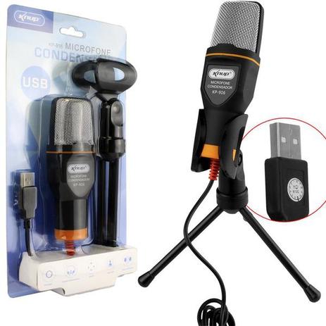 Microfone condensador usb para video youtube e mesa gravacao kp-916 mic0032 knup Menor preço em Microfone condensador usb para video youtube e mesa gravacao kp-916 mic0032 knup