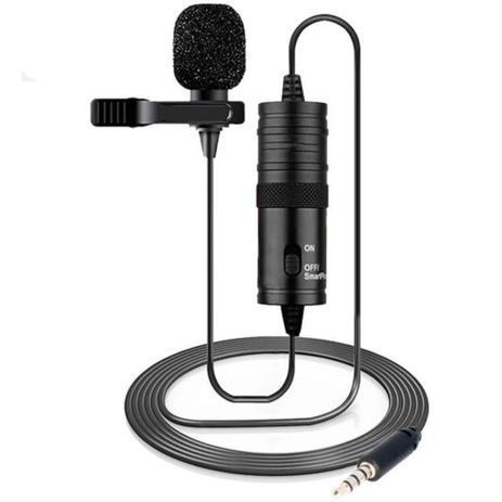 Microfone de lapela omnidirecional preto cabo 6 metros adaptador - Iunit Menor preço em Microfone de lapela omnidirecional preto cabo 6 metros adaptador - Iunit