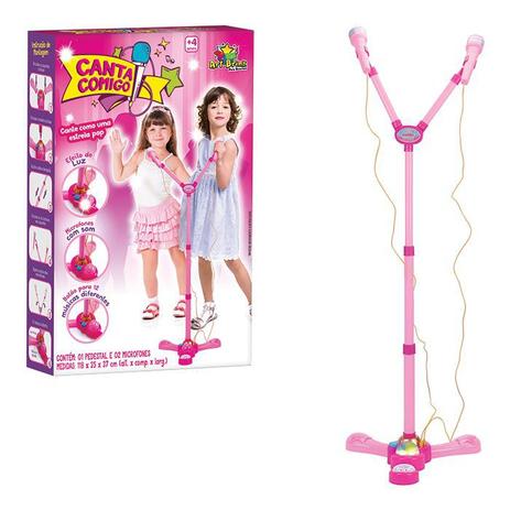 Microfone Duplo Infantil com Pedestal Canta Comigo - Art brink Menor preço em Microfone Duplo Infantil com Pedestal Canta Comigo - Art brink