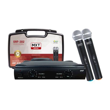 Microfone Duplo Uhf sem Fio com Maleta Uhf-302 Mxt 54.1.119 Menor preço em Microfone Duplo Uhf sem Fio com Maleta Uhf-302 Mxt 54.1.119