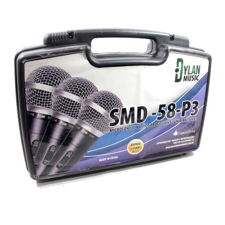 Microfone dylan smd58-p3 kit c/3 com cabos Menor preço em Microfone dylan smd58-p3 kit c/3 com cabos