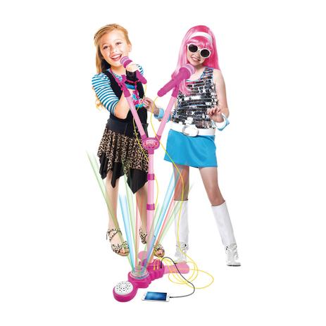 Microfone infantil duplo rosa musical com mp3 - dm toys Menor preço em Microfone infantil duplo rosa musical com mp3 - dm toys