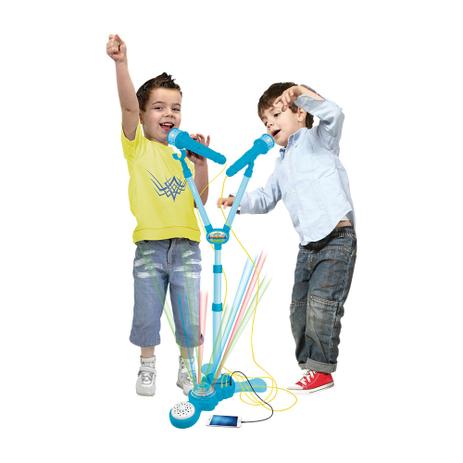 Microfone musical duplo azul infantil - dm toys Menor preço em Microfone musical duplo azul infantil - dm toys