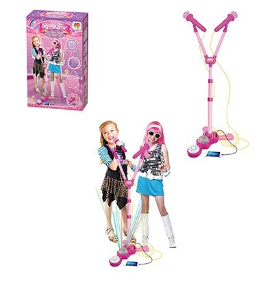 Microfone musical infantil duplo com pedestal rock girl 120cm com luz a pilha na caixa - Dm brasil Menor preço em Microfone musical infantil duplo com pedestal rock girl 120cm com luz a pilha na caixa - Dm brasil