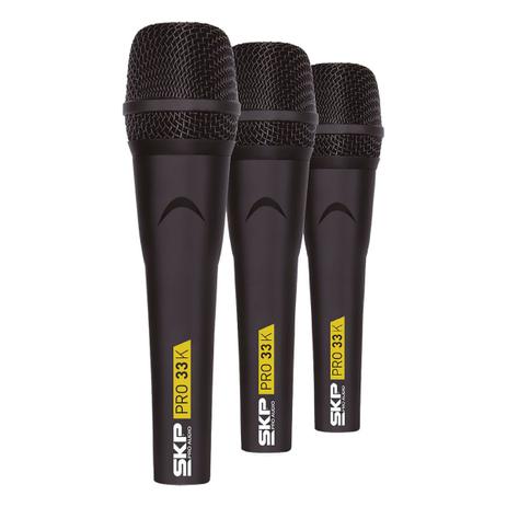 Microfone profissional com fio kit com 3 peças pro33k - Skp audio Menor preço em Microfone profissional com fio kit com 3 peças pro33k - Skp audio