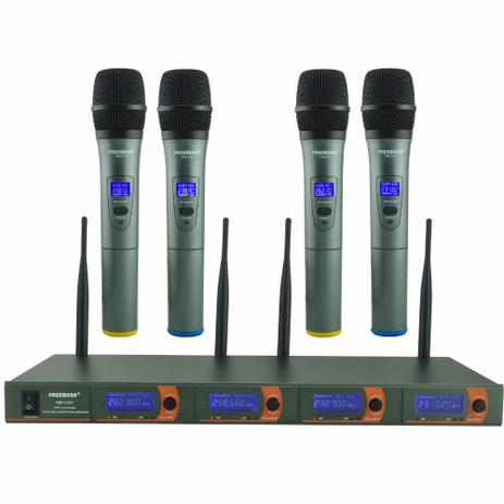 Microfone Profissional Karaoke Sem Fio VHF Partido KTV Sistema FREEBOSS FB-V04 4 - PRODUTO NO BRASIL Menor preço em Microfone Profissional Karaoke Sem Fio VHF Partido KTV Sistema FREEBOSS FB-V04 4 - PRODUTO NO BRASIL