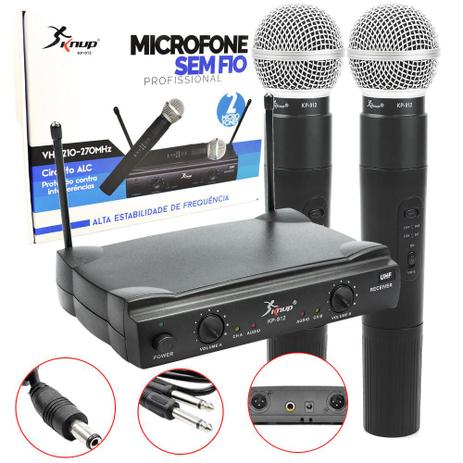 Microfone sem Fio 30M Duplo Wireless VHF Karaoke KP-912 KP-912 KNUP Menor preço em Microfone sem Fio 30M Duplo Wireless VHF Karaoke KP-912 KP-912 KNUP