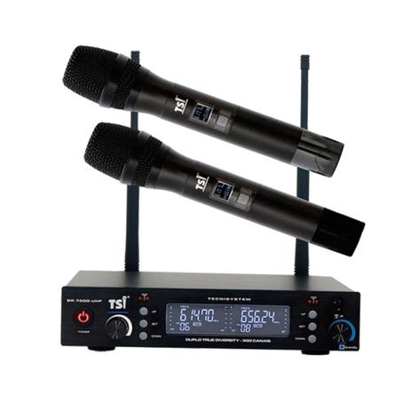 Microfone sem Fio Duplo Bastão BR-7000-UHF - TSI Menor preço em Microfone sem Fio Duplo Bastão BR-7000-UHF - TSI
