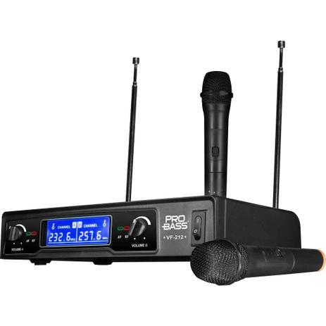 Microfone sem Fio Duplo VHF VF-212 PROBASS - Pro bass Menor preço em Microfone sem Fio Duplo VHF VF-212 PROBASS - Pro bass