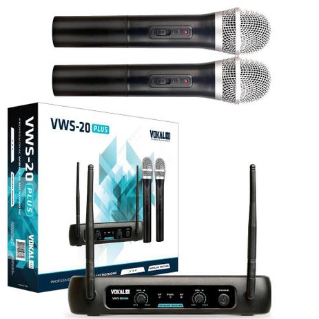 Microfone sem fio duplo Vokal VWS20 vhf Menor preço em Microfone sem fio duplo Vokal VWS20 vhf