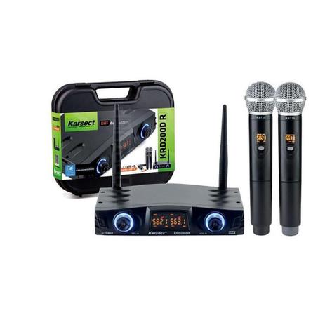 Microfone sem Fio Karsect Duplo de Mão KRD200DR Recarregável Menor preço em Microfone sem Fio Karsect Duplo de Mão KRD200DR Recarregável
