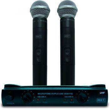Microfone sem Fio Profissional Duplo UHF Tipo Shure com Maleta - MXT UHF-302 Menor preço em Microfone sem Fio Profissional Duplo UHF Tipo Shure com Maleta - MXT UHF-302