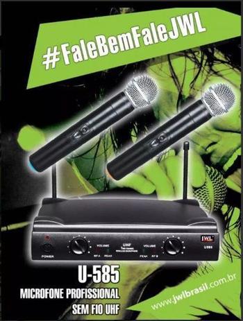 Microfone sem fio uhf - duplo u-585 jwl Menor preço em Microfone sem fio uhf - duplo u-585 jwl