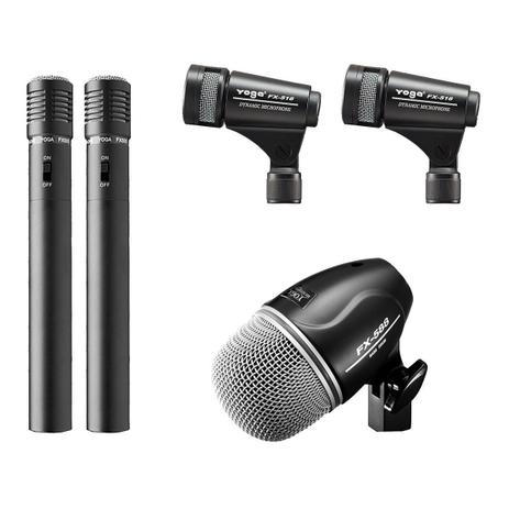 Microfones c/ Fio p/ Bateria (5 Unidades) - FX DK 5 Yoga Menor preço em Microfones c/ Fio p/ Bateria (5 Unidades) - FX DK 5 Yoga