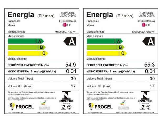 Microondas LG MS3059L, 30 Litros, Espelhado, Revestimento EasyClean, Função Eco On - 220V
