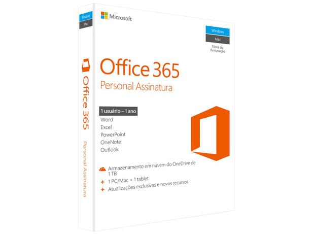 Microsoft Office 365 Personal - 1TB de Armazenamento Válidos por 1 Ano