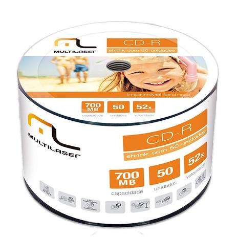Midia Cd-r Shrink Imprimível Branco Cd052 Multilaser Menor preço em Midia Cd-r Shrink Imprimível Branco Cd052 Multilaser