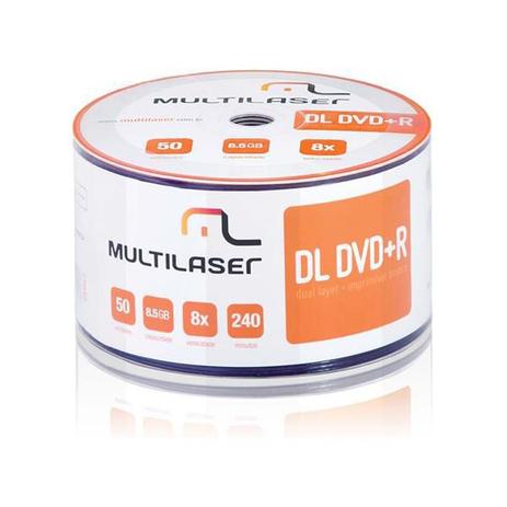 Midia DVD-R Dual Layer Vel. 08X PCT 50 Un. Shrink Imprimivel Branco Multilaser DV047 Menor preço em Midia DVD-R Dual Layer Vel. 08X PCT 50 Un. Shrink Imprimivel Branco Multilaser DV047