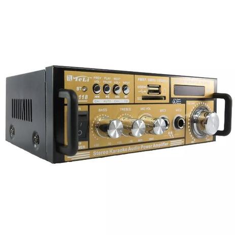 Mini Amplificador Mp3 Fm Bluetooth Karaoke Bt-118 - A-20 - Jiaxi Menor preço em Mini Amplificador Mp3 Fm Bluetooth Karaoke Bt-118 - A-20 - Jiaxi