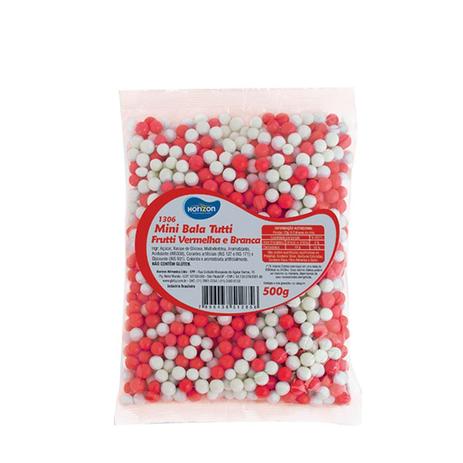 Mini Bala Bolinha Sabor Tutti Frutti Cor Vermelha e Branca 500g - Festabox Menor preço em Mini Bala Bolinha Sabor Tutti Frutti Cor Vermelha e Branca 500g - Festabox
