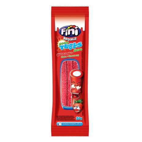 Mini Bala de Gelatina Tubes Morango Cítrico 17g c/12 - Fini Menor preço em Mini Bala de Gelatina Tubes Morango Cítrico 17g c/12 - Fini