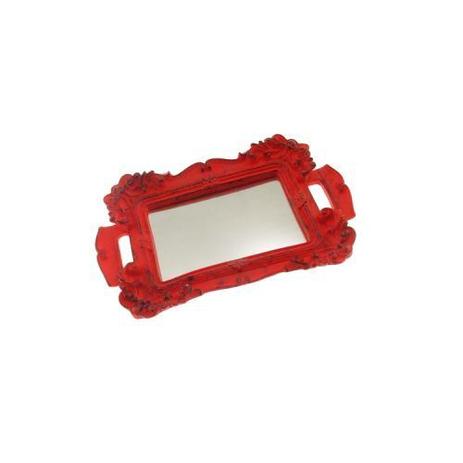 Mini bandeja vermelha de resina com base de espelho - Mais az desing Menor preço em Mini bandeja vermelha de resina com base de espelho - Mais az desing