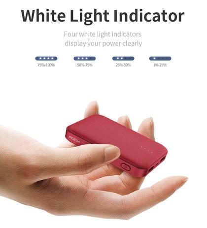 Mini Bateria Portátil Power Bank 10000mAh -ROCK (Vermelho) Menor preço em Mini Bateria Portátil Power Bank 10000mAh -ROCK (Vermelho)