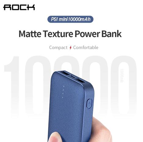 Mini Bateria Portátil Power Bank de 10000mAh -ROCK (AZUL) Menor preço em Mini Bateria Portátil Power Bank de 10000mAh -ROCK (AZUL)