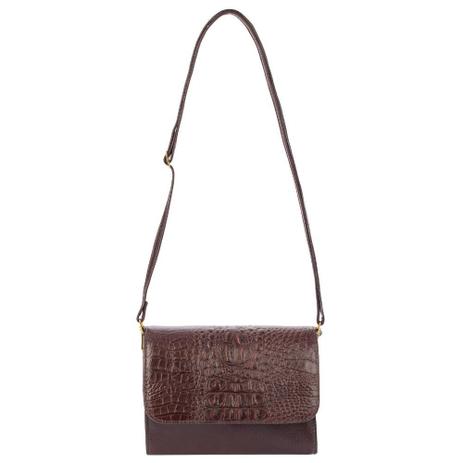 dark brown croc bolsa